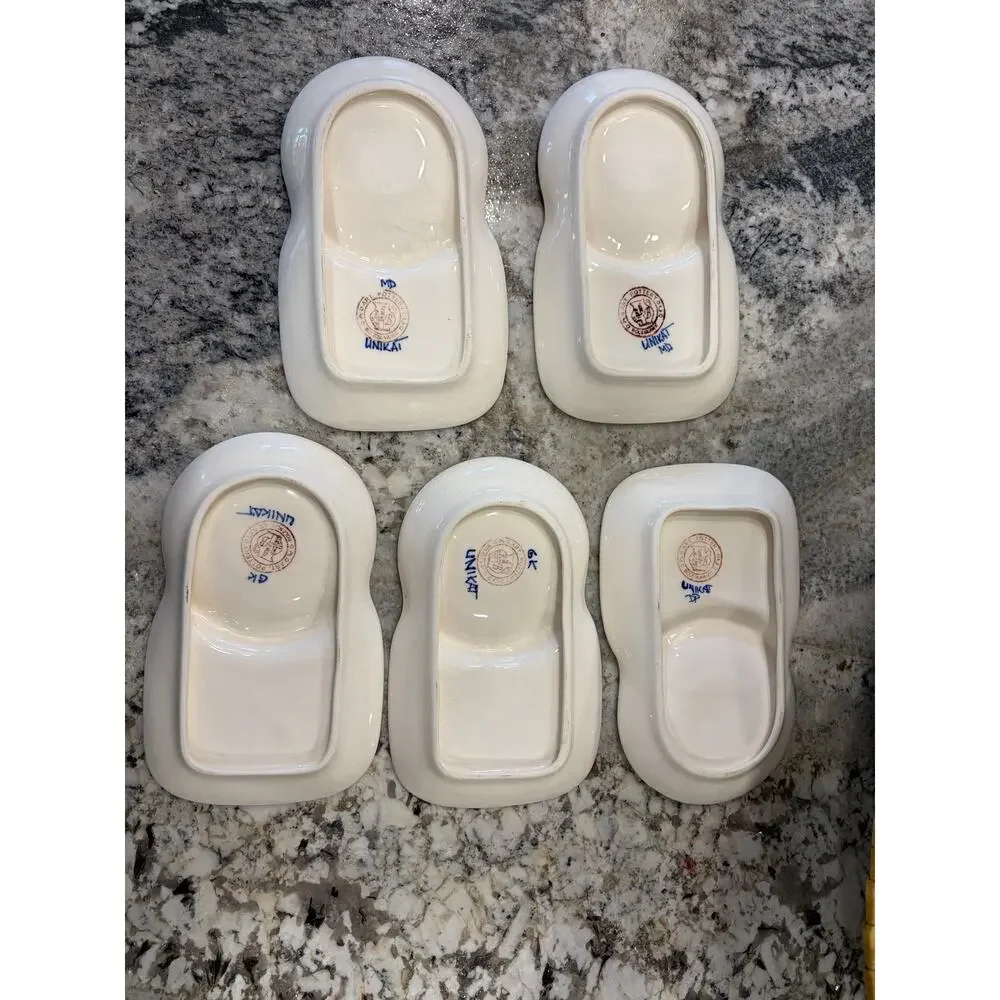 Ceramika Artystyczna Polish UNIKAT Mismatched Coffee Cake Trayof 5 Multi Pattern